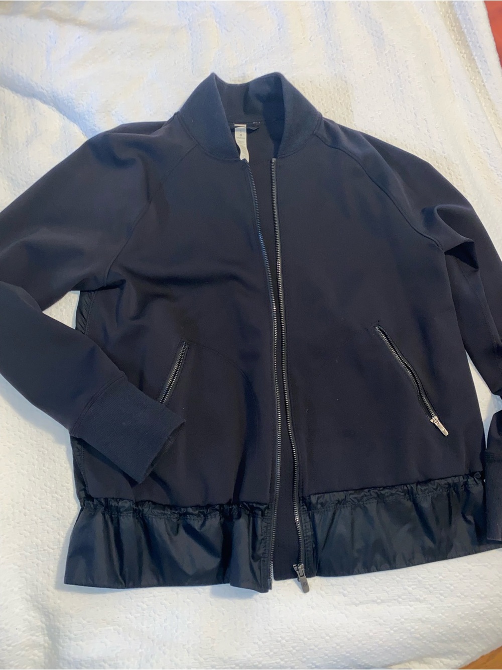 Lulu lemon Black Bomber Jacket with Ruffle Hem